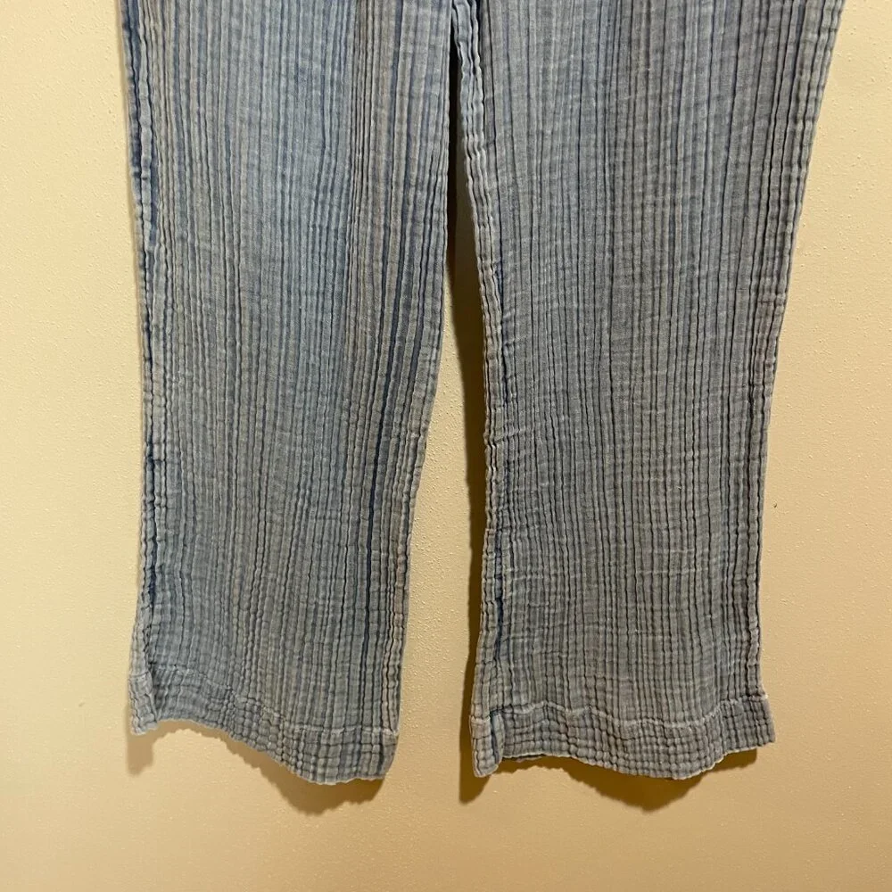Faherty Dream Cotton Gauze Wide Leg Pant Light Indigo Wash - Picture 5 of 15